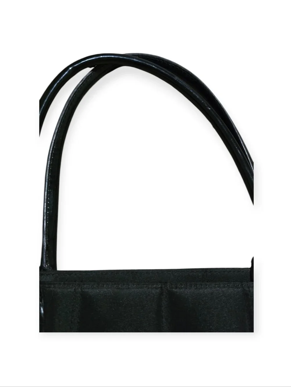 Givenchy Parfums tote bag in black quilted nylon with patent leather handles.
